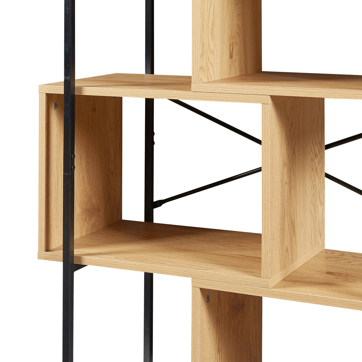 BÜCHERREGAL Rennebu - Eichefarben/Schwarz, Holzwerkstoff/Metall (80/126/33cm) - [en.casa]