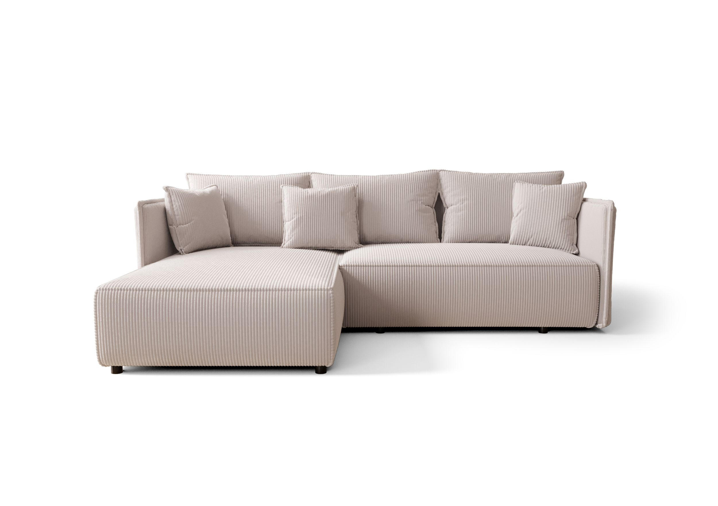 ECKSOFA MILANO links weiß Cord Poso 100 - Schlaffunktion, Bettkasten - Weiß, Textil (245/185cm) - Cornero