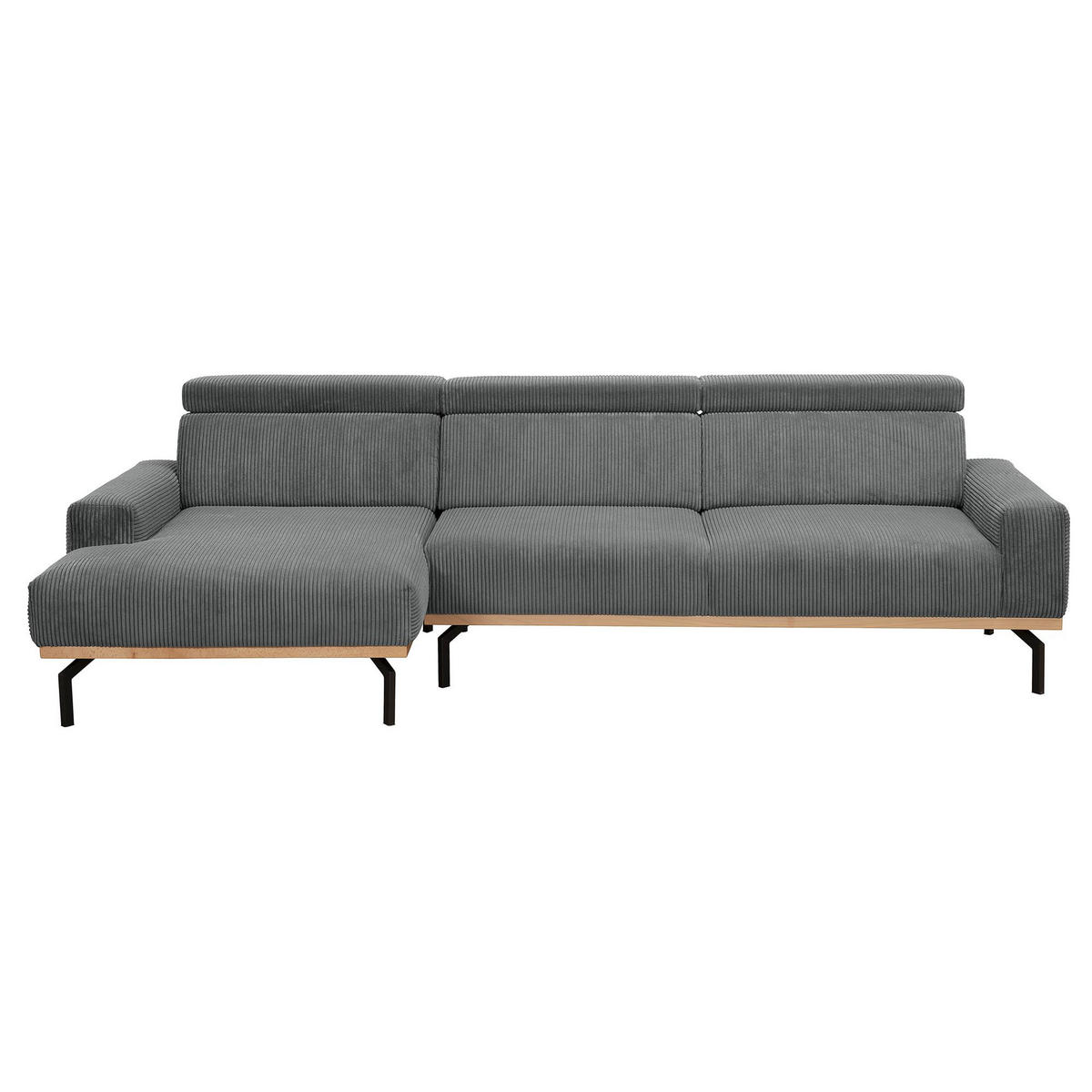 ECKSOFA mit Longchair links Katrien Cordstoff anthrazit - Anthrazit, Kunststoff (135/280cm) - 58aufmkessel