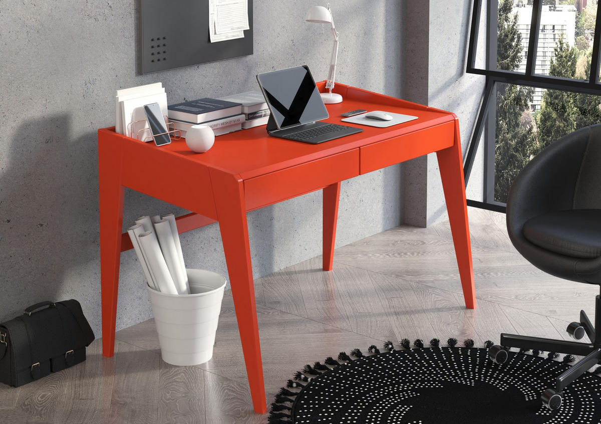 SCHREIBTISCH Lisa, 125/70/81 cm in Orange, Buchenholz - Orange, Holz/Buchenholz (70/125/81cm) - Visby
