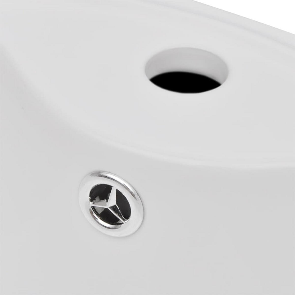 STANDWASCHBECKEN Mit Hahn/Überlaufloch Keramik Weiss Rund - Weiß, Keramik (41.5/86/400cm) - vidaXL