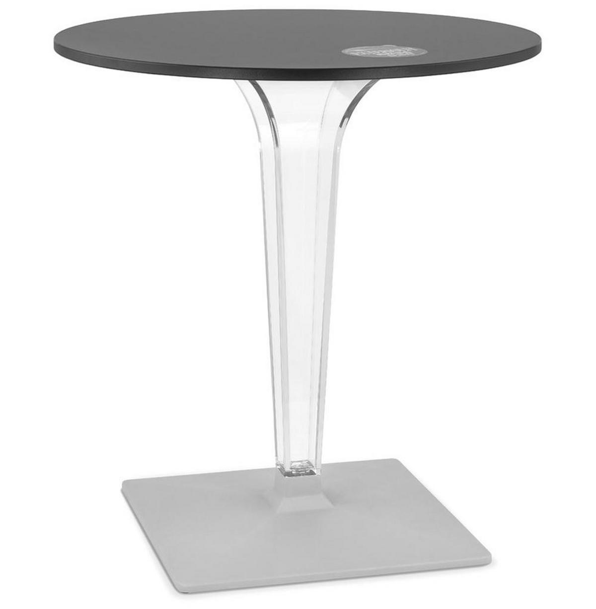 TISCH Rund Transparentes Mittelfuß Outdoor NORIX, Schwarz 68x68x71,6 cm - Transparent/Schwarz, Holzwerkstoff/Metall (68/68/72cm) - KADIMA DESIGN