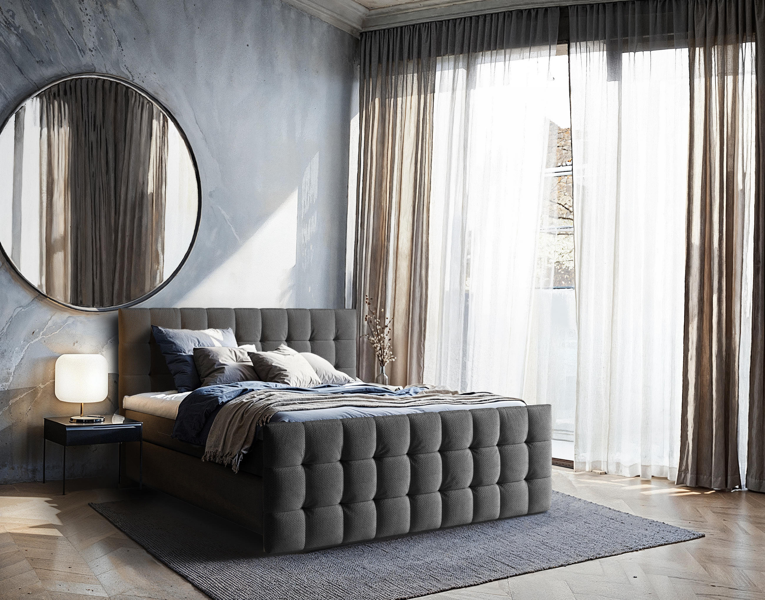 Thumbnail - Boxspringbett, Graphit, Textil, 180x200 cm, Schlafzimmer, Betten, Boxspringbetten