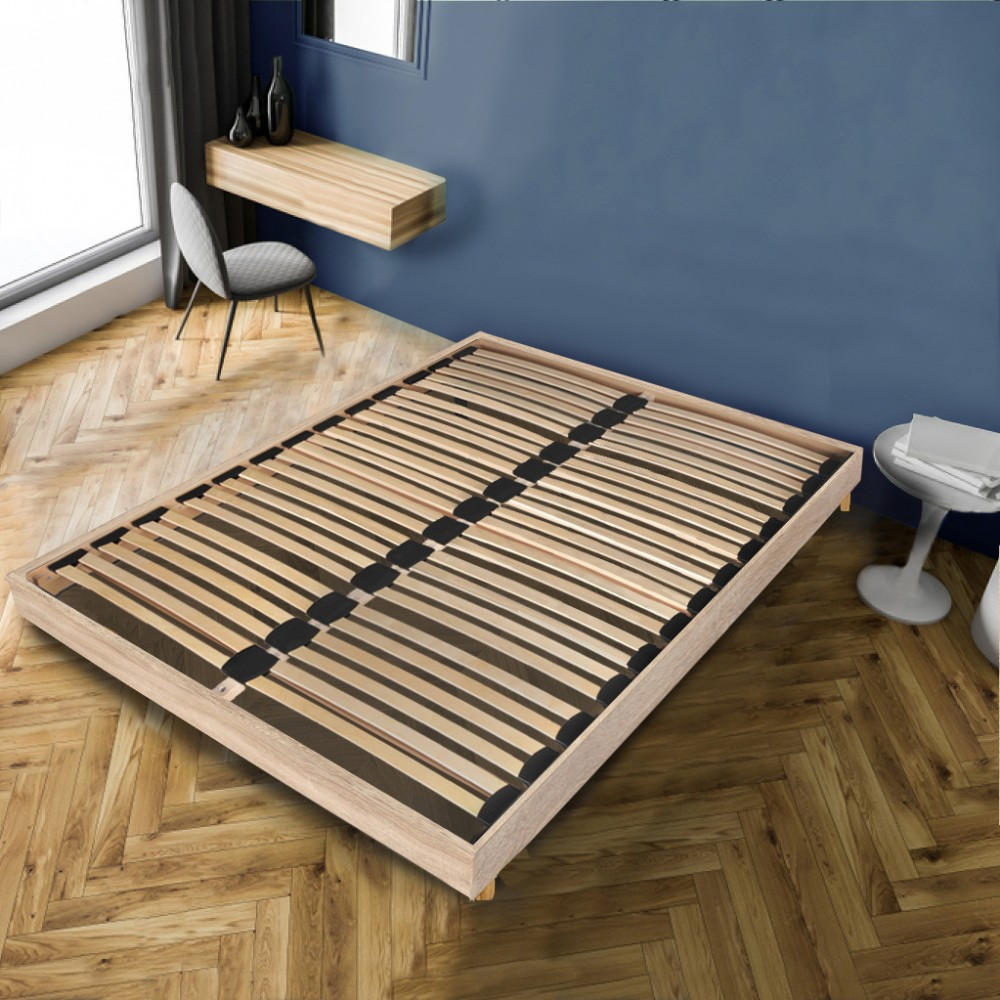 BETTRAHMEN SOMKIT mit Einlegerahmen/ 140x190, Eiche Gebleichte Dekor - Sonoma Eiche, Holzwerkstoff - Weber Industries