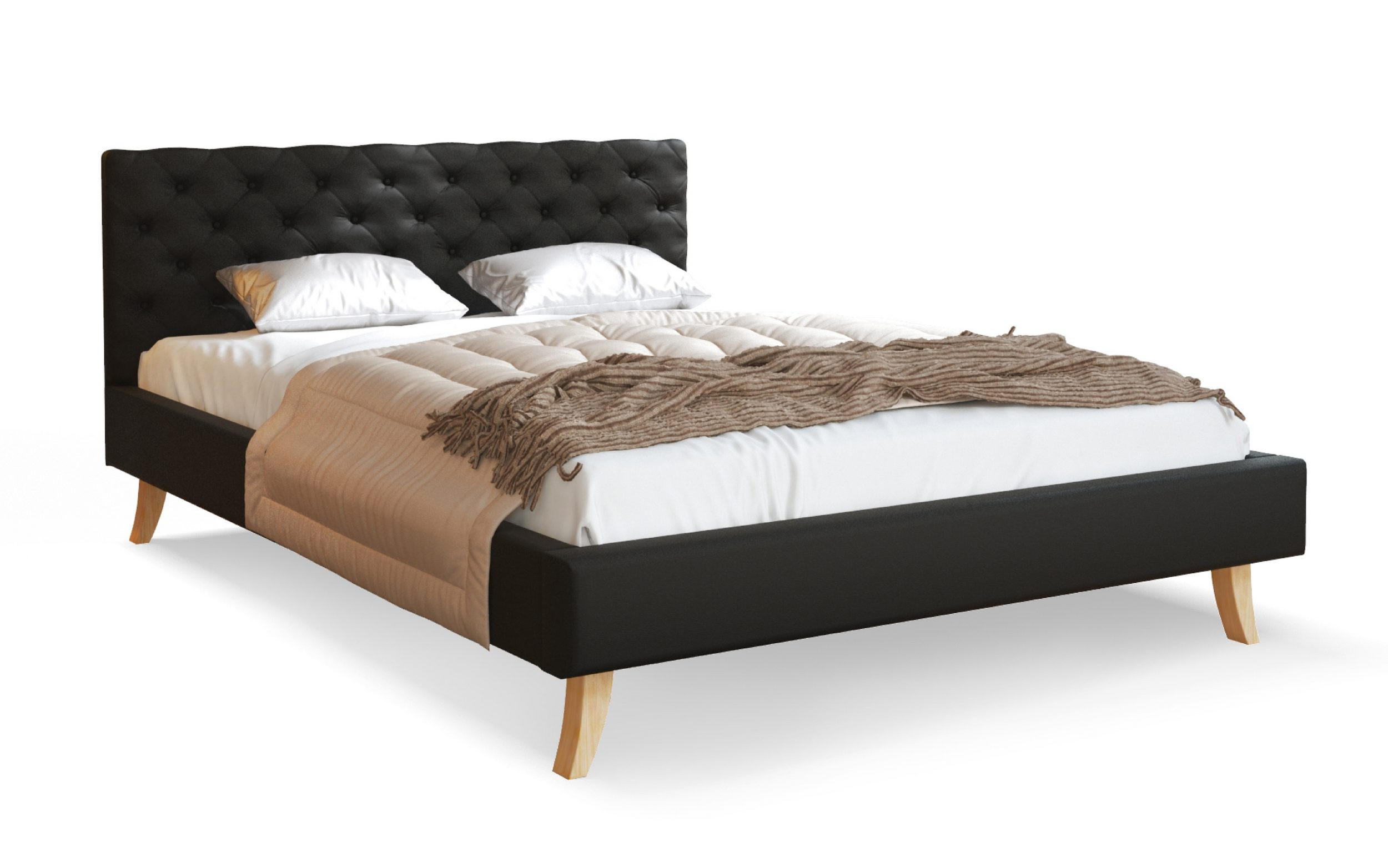 POLSTERBETT ZUZA schwarz - Beige/Birkefarben, Holz/Holzwerkstoff (160/200cm) - FDM