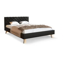 POLSTERBETT ZUZA schwarz - Beige/Birkefarben, Holz/Holzwerkstoff (120/200cm) - FDM