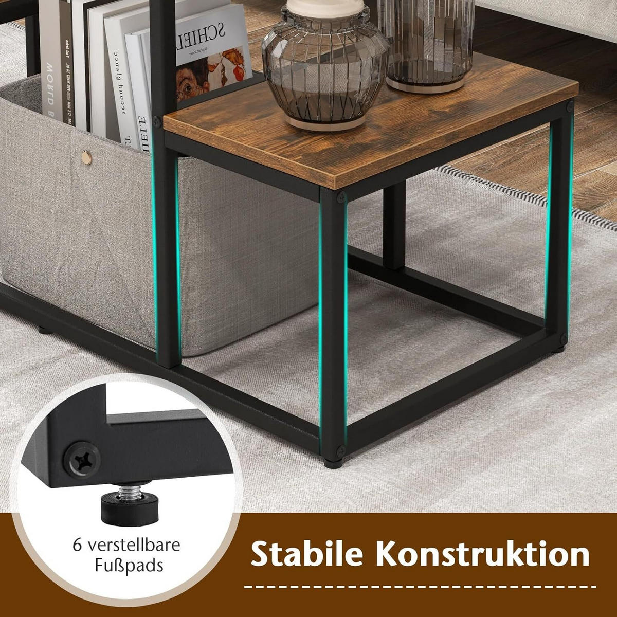 TV-KONSOLENTISCH 65cm Braun - Braun, Metall (40/65/108cm) - COSTWAY