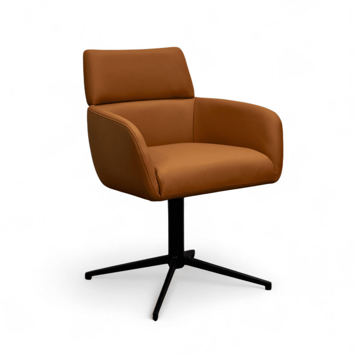 STUHL 1 Stück in Echtleder Cognacbraun - Schwarz/Braun, Leder/Metall (58/83/58cm) - Furnhouse