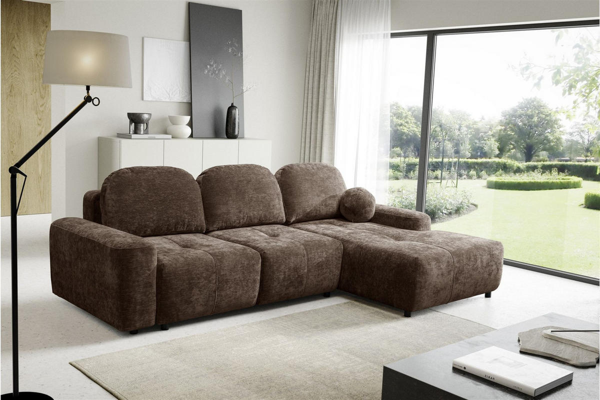 ECKSOFA Argos In Vibe - Braun, Holzwerkstoff/Textil (267/170cm) - Fun Möbel