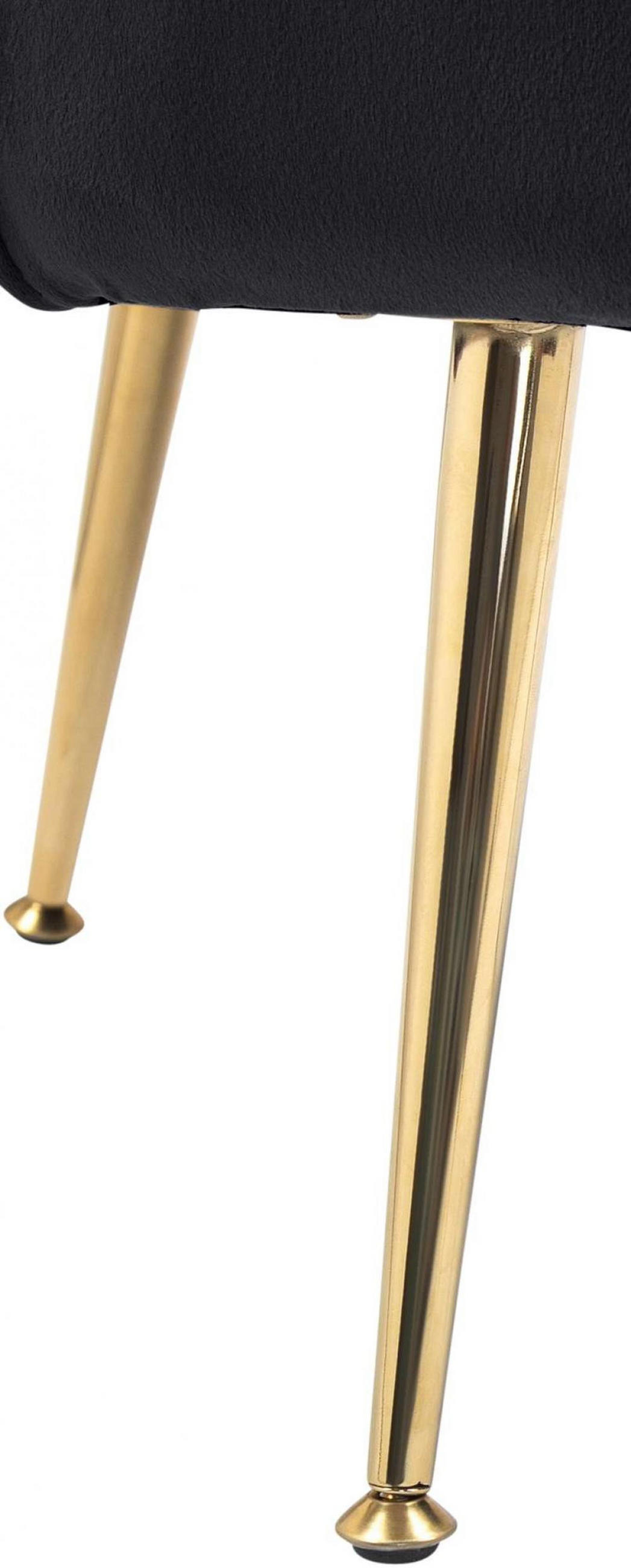 ARMLEHNENSTUHL Samt schwarz - Goldfarben/Schwarz, Textil/Metall (74/76/60cm) - CLP