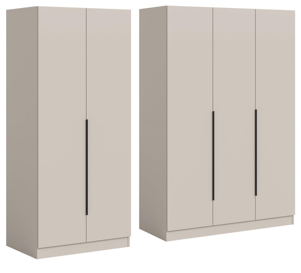 KLEIDERSCHRANK kaschmir 200 x 181 cm, Drehtürenschrank 5-türig mit Einlegeböden - Kaschmir/Schwarz, Holzwerkstoff/Kunststoff (200/181/52cm) - Inn.Furn