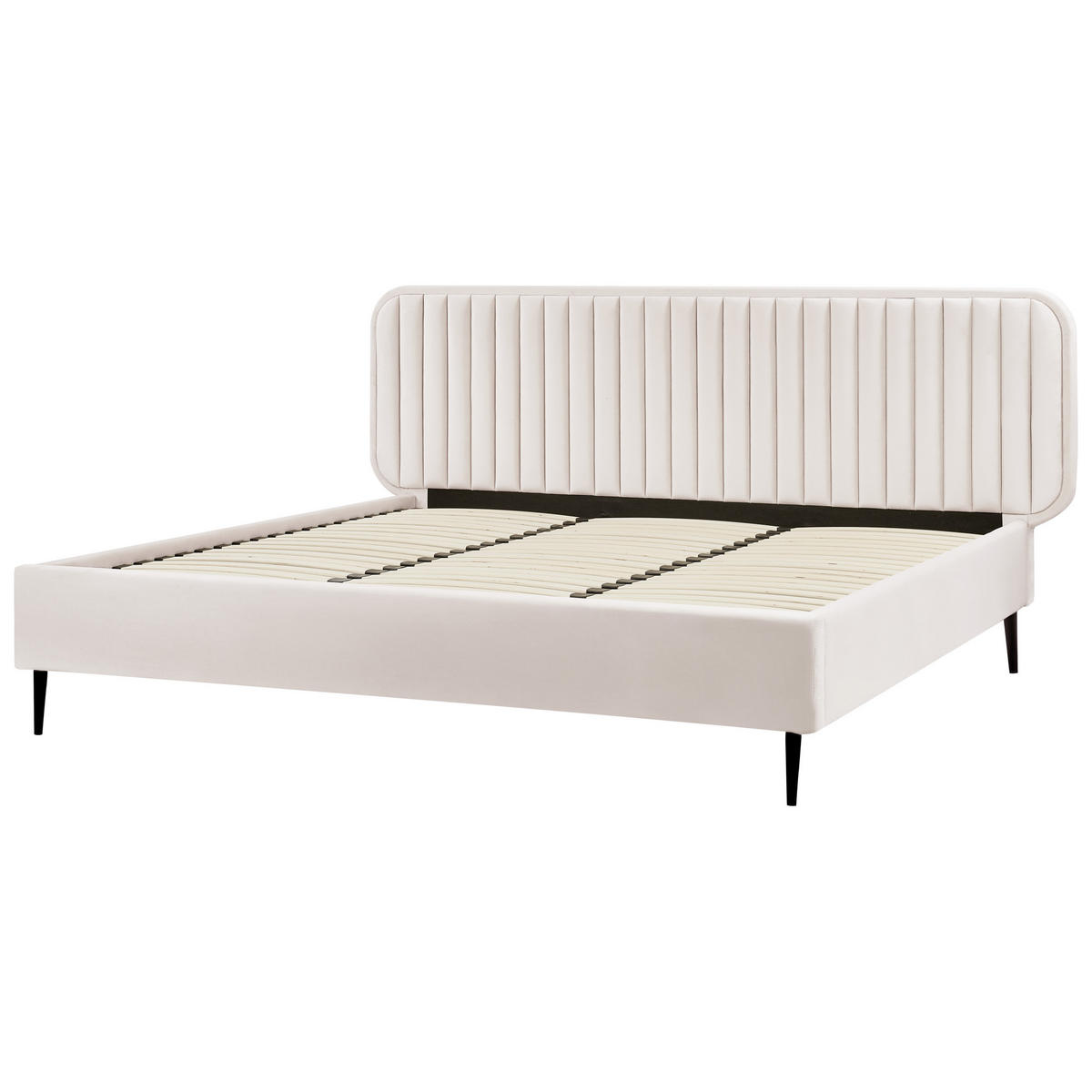 BETT mit Lattenrost 180/200 cm Beige Brin - Beige/Schwarz, Textil (180/200cm) - Beliani