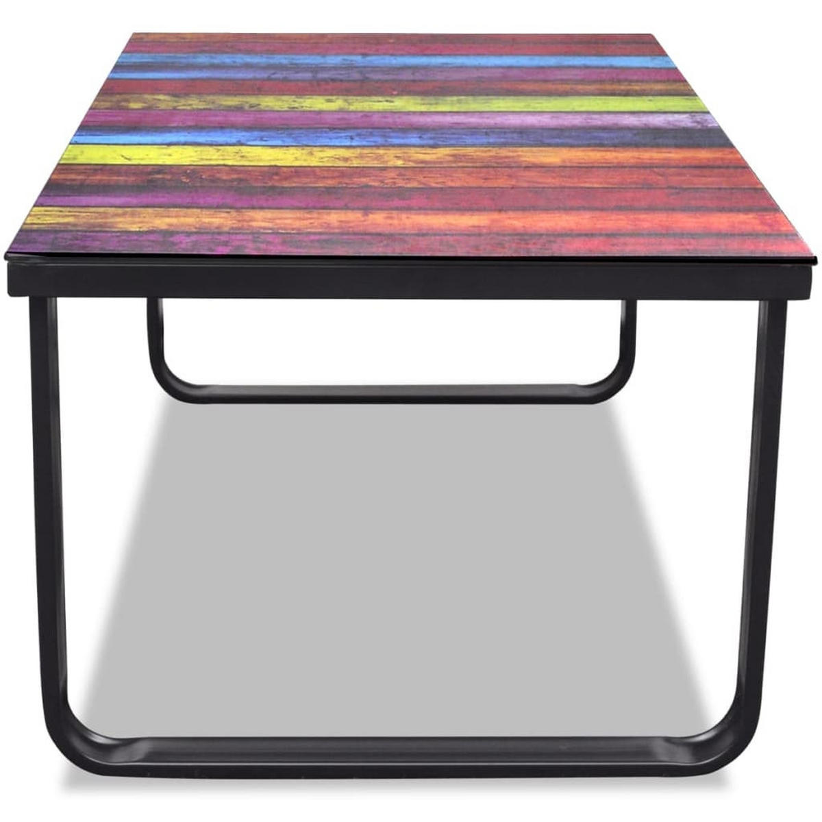 COUCHTISCH 90/45/32 cm aus Hartglas, Eisen mit Regenbogen-Aufdruck - Multicolor, Glas (45/90/32cm) - vidaXL