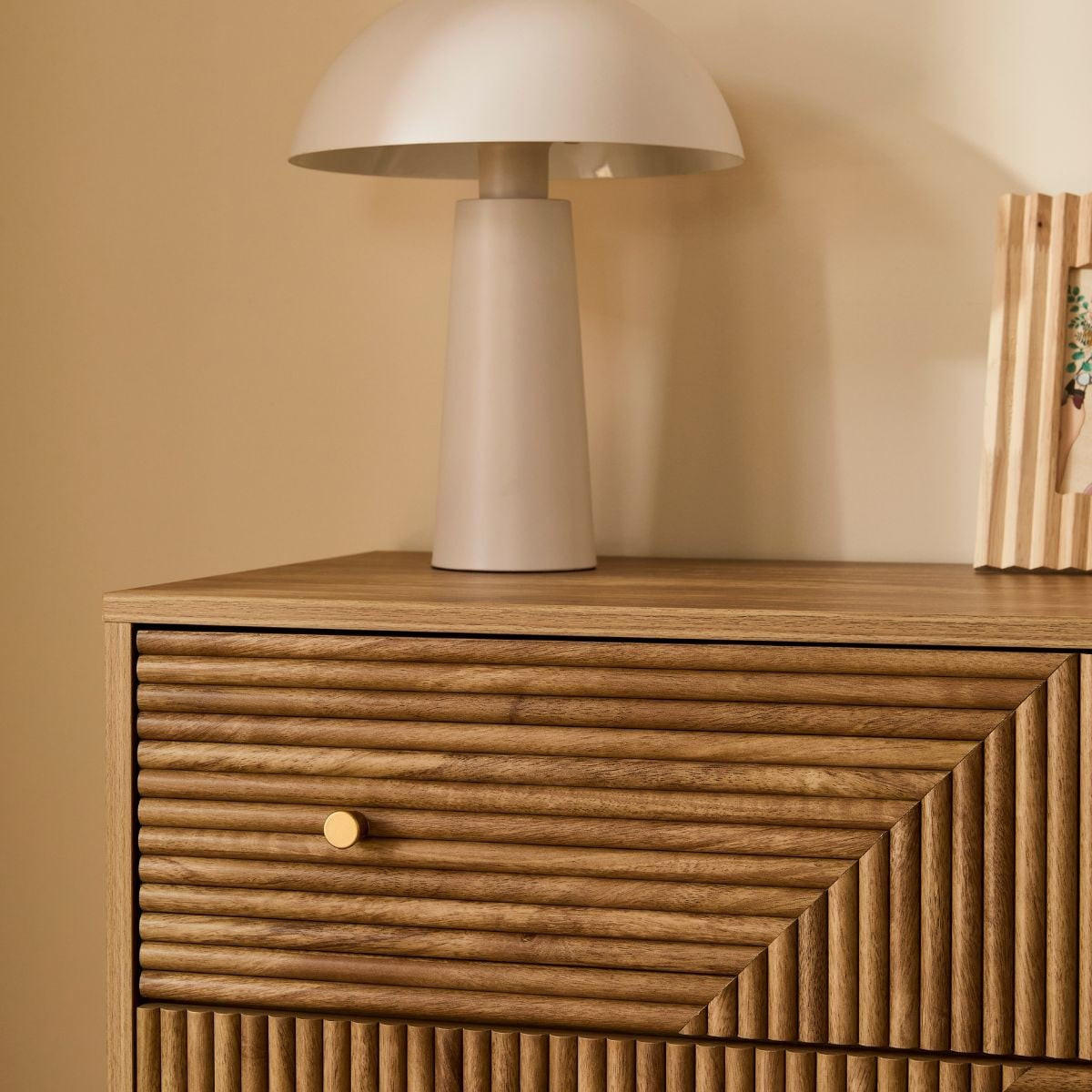 KOMMODE mit 3 Schubladen und Lamellenfronten - Eden 80/40/75 cm - Eschefarben, Holzwerkstoff (40/75/48cm) - Calicosy