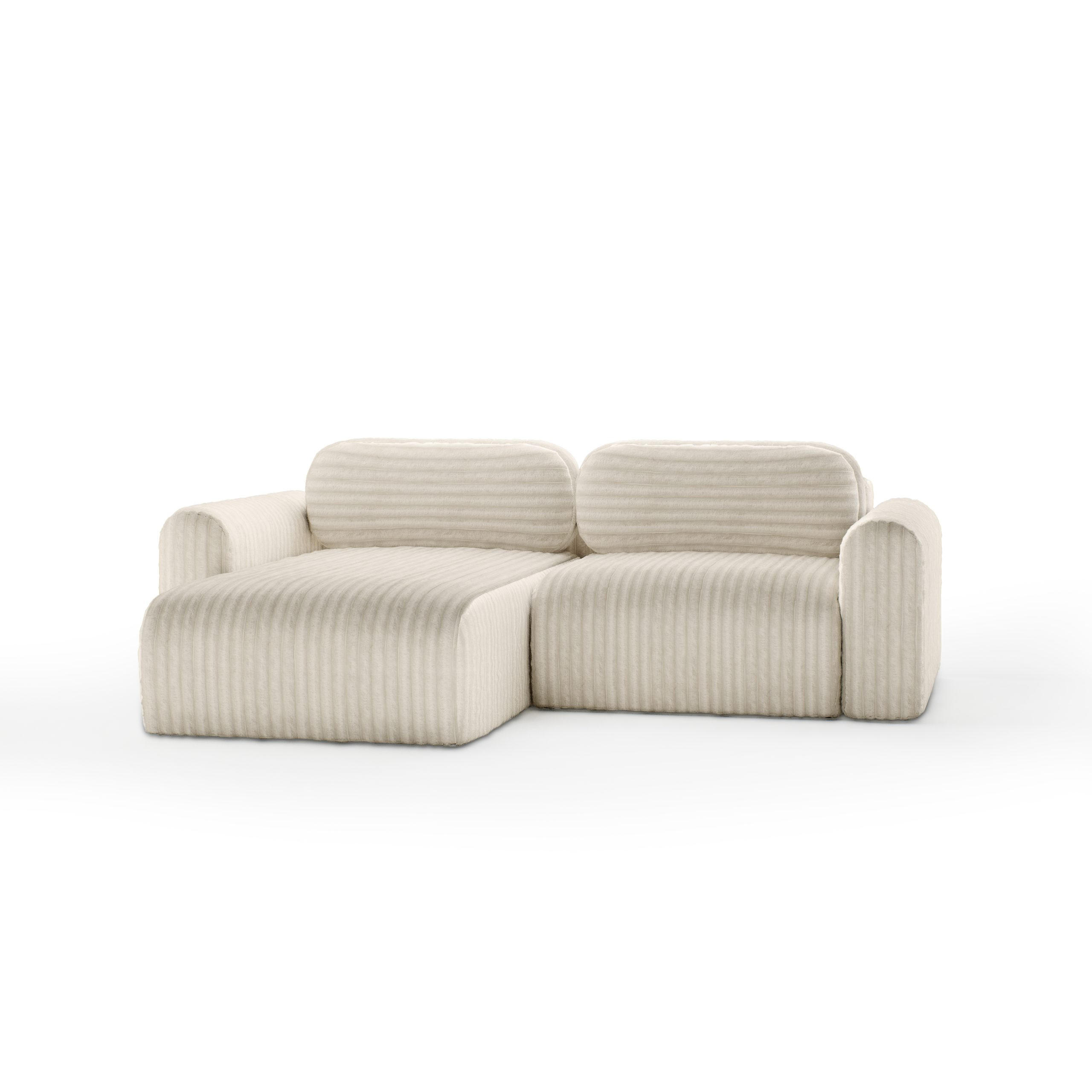ECKSOFA mit Schlaffunktion Emmen Mini, Creme - Creme, Textil (246/100cm) - Fedve