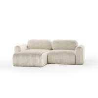 ECKSOFA mit Schlaffunktion Emmen Mini, Creme - Creme, Textil (246/100cm) - Fedve