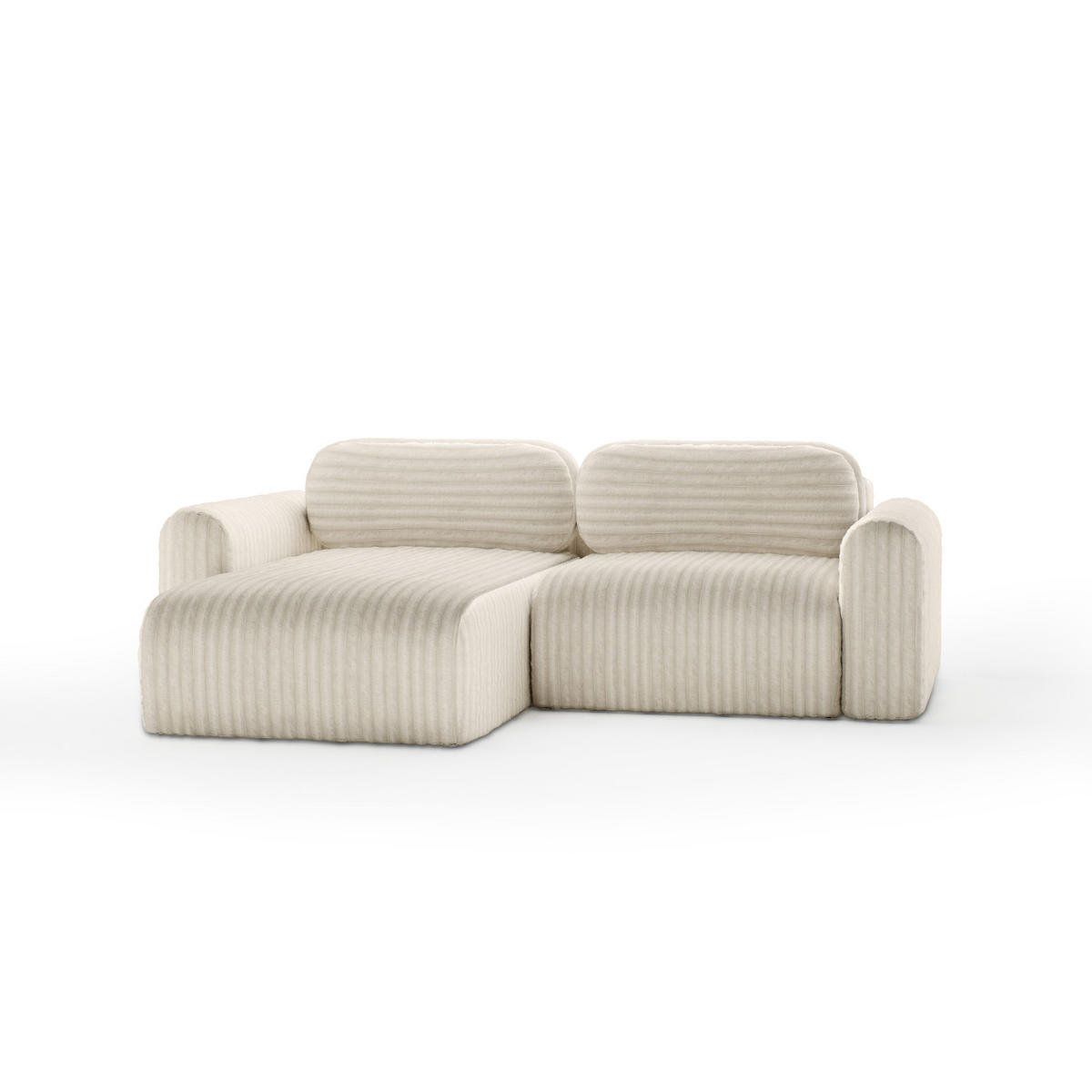 ECKSOFA mit Schlaffunktion Emmen Mini, Creme - Creme, Textil (246/100cm) - Fedve
