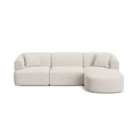 MODULARES-ECKSOFA rechts Campi aus strukturiertem Stoff leichtes beige 4 Sitzplätze - Creme, Textil (156/256cm) - Cosmopolitan Design