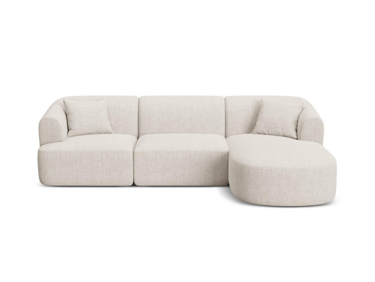 MODULARES-ECKSOFA rechts Campi aus strukturiertem Stoff leichtes beige 4 Sitzplätze - Creme, Textil (156/256cm) - Cosmopolitan Design