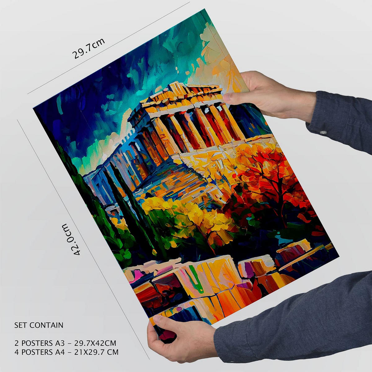 POSTER Set Mit 6 Ästhetisch Im Ölgemälde Stil A3 & A4 Rahmenlos - Klar, Papier (29/3cm) - Nacnic