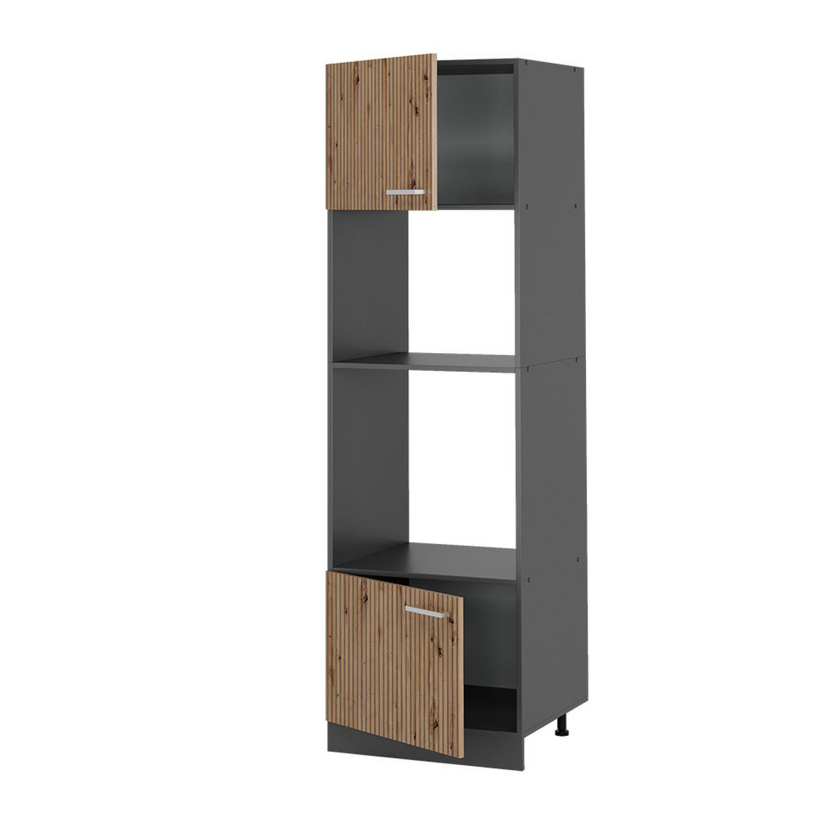 MIKROWELLENSCHRANK R-Line Artisan-Eiche 60 cm - Anthrazit/Eiche Artisan, Holzwerkstoff (60/206.8/57.2cm) - Vicco
