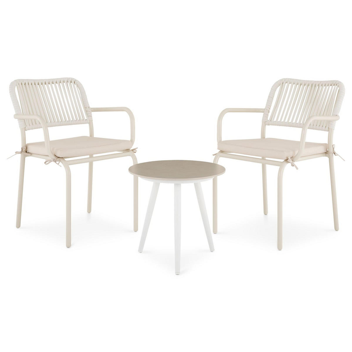 BEISTELLTISCH ROSALIA - Beige/Weiß, Metall (46/46/45cm) - IDIMEX