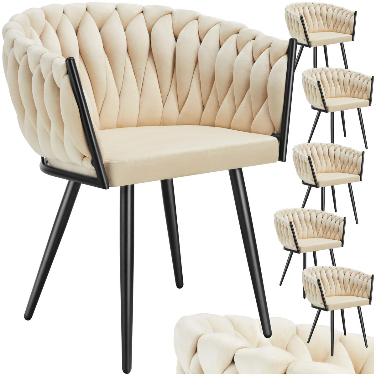 ESSZIMMERSTUHL 6er Set Astano 60 5 x 55 x 75 cm Sand - Sandfarben, Textil (60.5/75/55cm) - tectake