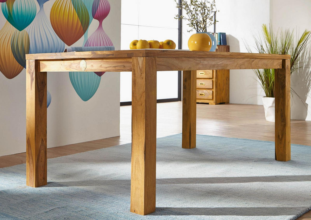 ESSTISCH Sheesham 80x80x76 braun geölt NATURE BROWN #811 - Braun, Holz (80/80/76cm) - Massivmoebel24