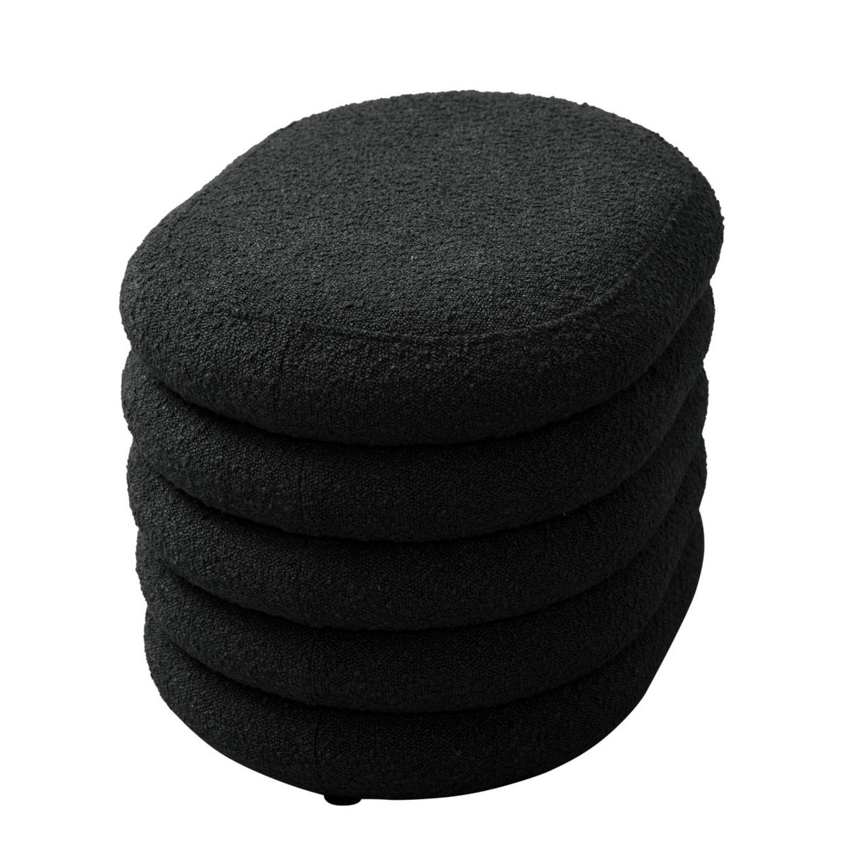 HOCKER Blossom S mit Stauraum Sitzhocker Ottomane Boucle-Polster Schwarz - Schwarz, Textil (60/42/45cm) - SVITA
