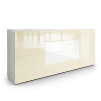 SIDEBOARD Rova Creme Hochglanz / Weiß Hochglanz - Creme, Holzwerkstoff (166/72/35cm) - Vladon