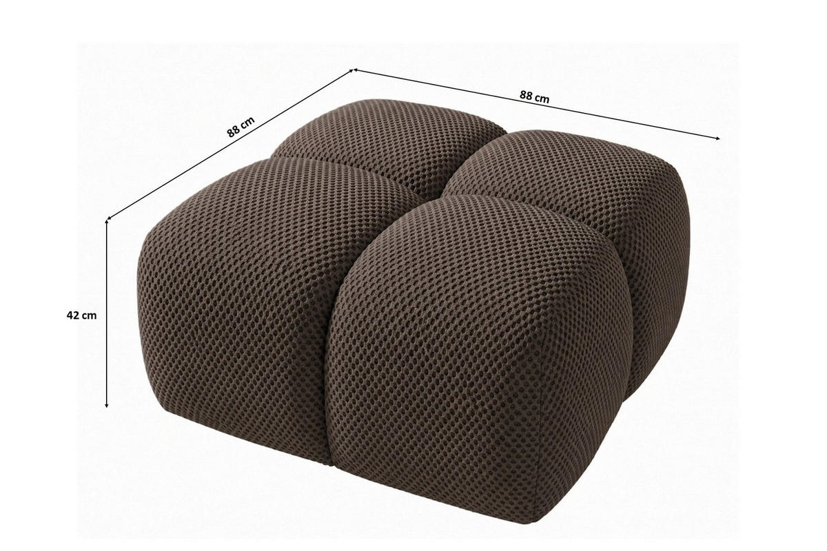 HOCKER, Pouf, Strukturierter Premiumstoff Sonic, Braun, Averro - Braun, Holz (88/42/88cm) - Kaiser Möbel