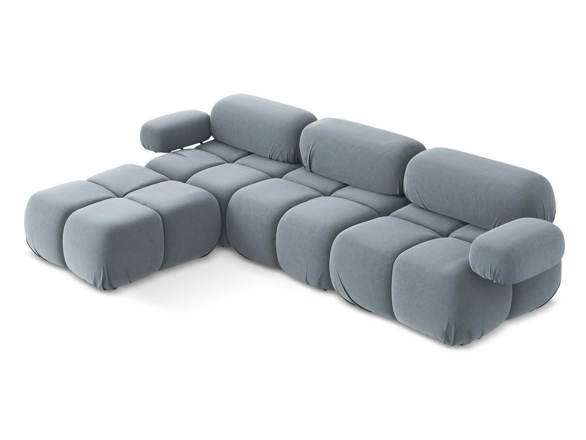 ECKSOFA Beidseitig Samt Stoff Blau - Blau/Schwarz, Kunststoff/Textil (285/191cm) - Makamii