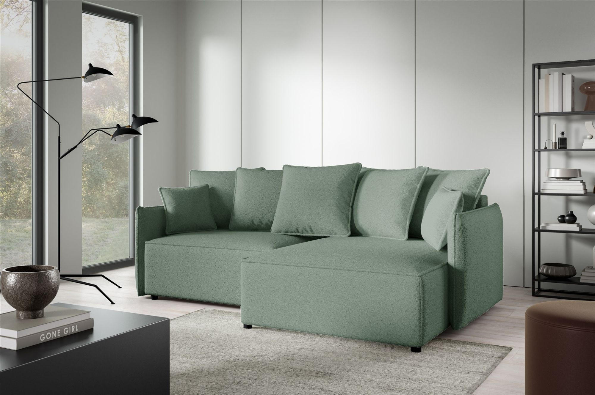 ECKSOFA Minea Mit Schlaffunktion - Grün, Holzwerkstoff/Textil (221/153cm) - Fun Möbel