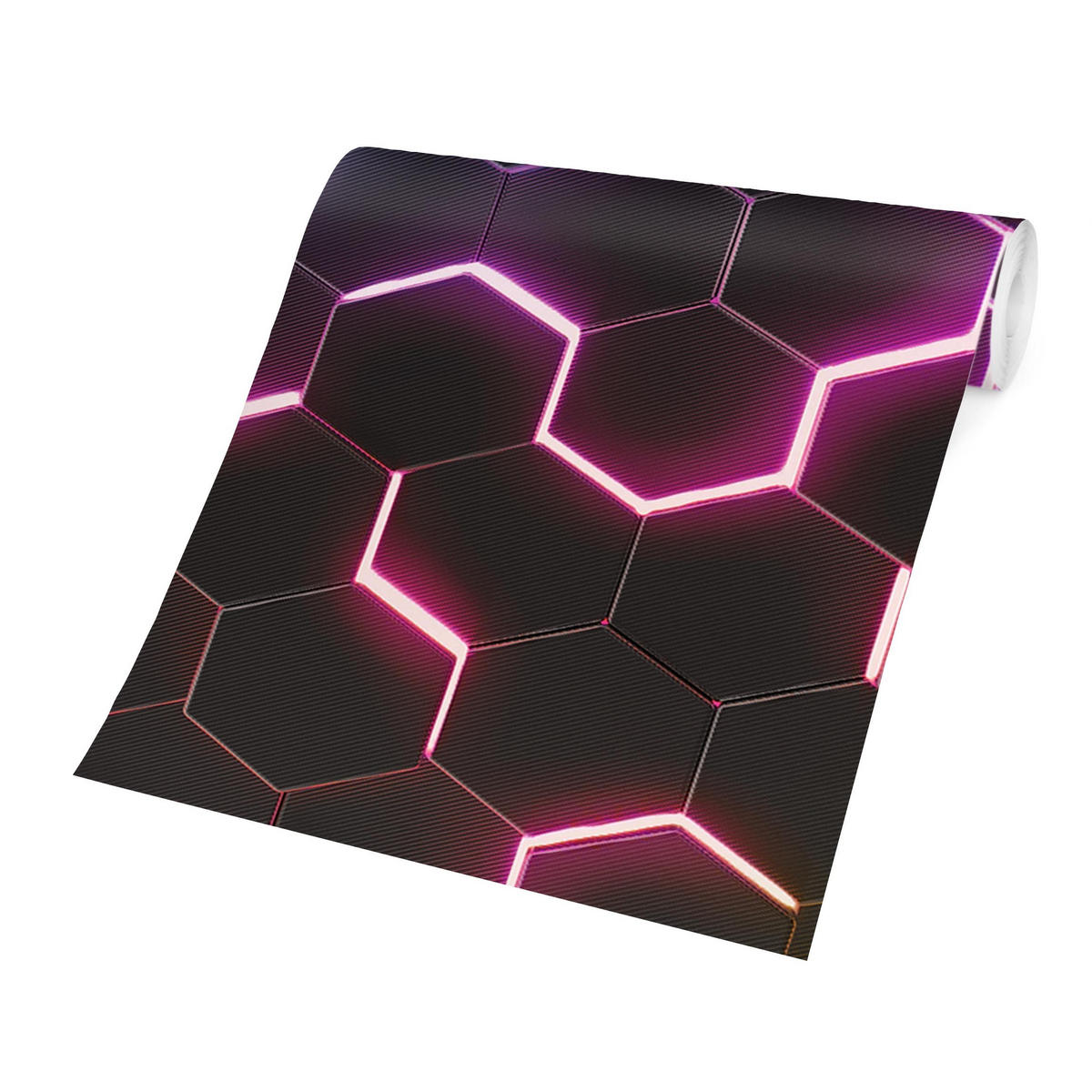 FOTOTAPETE Strukturierte Hexagone mit Neonlicht 336/225 cm - Multicolor, Papier (336/225cm) - Bilderwelten