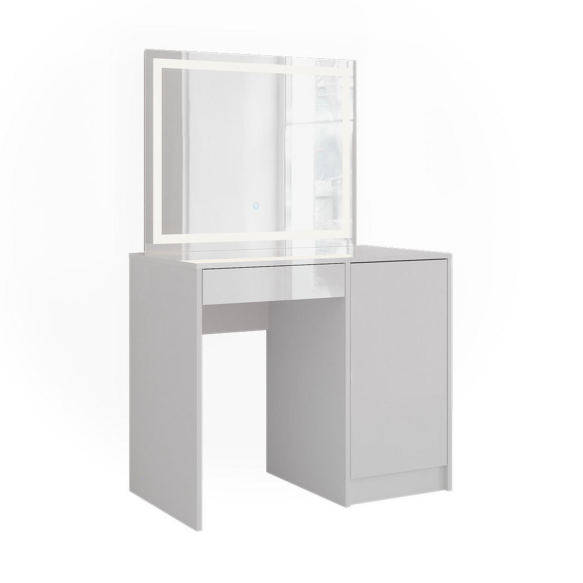 SCHMINKTISCH Sherry Weiß/Weiß Hochglanz 89.8 cm mit LED-Spiegel - Weiß Hochglanz, Holzwerkstoff (89.8/76/50.1cm) - Vicco