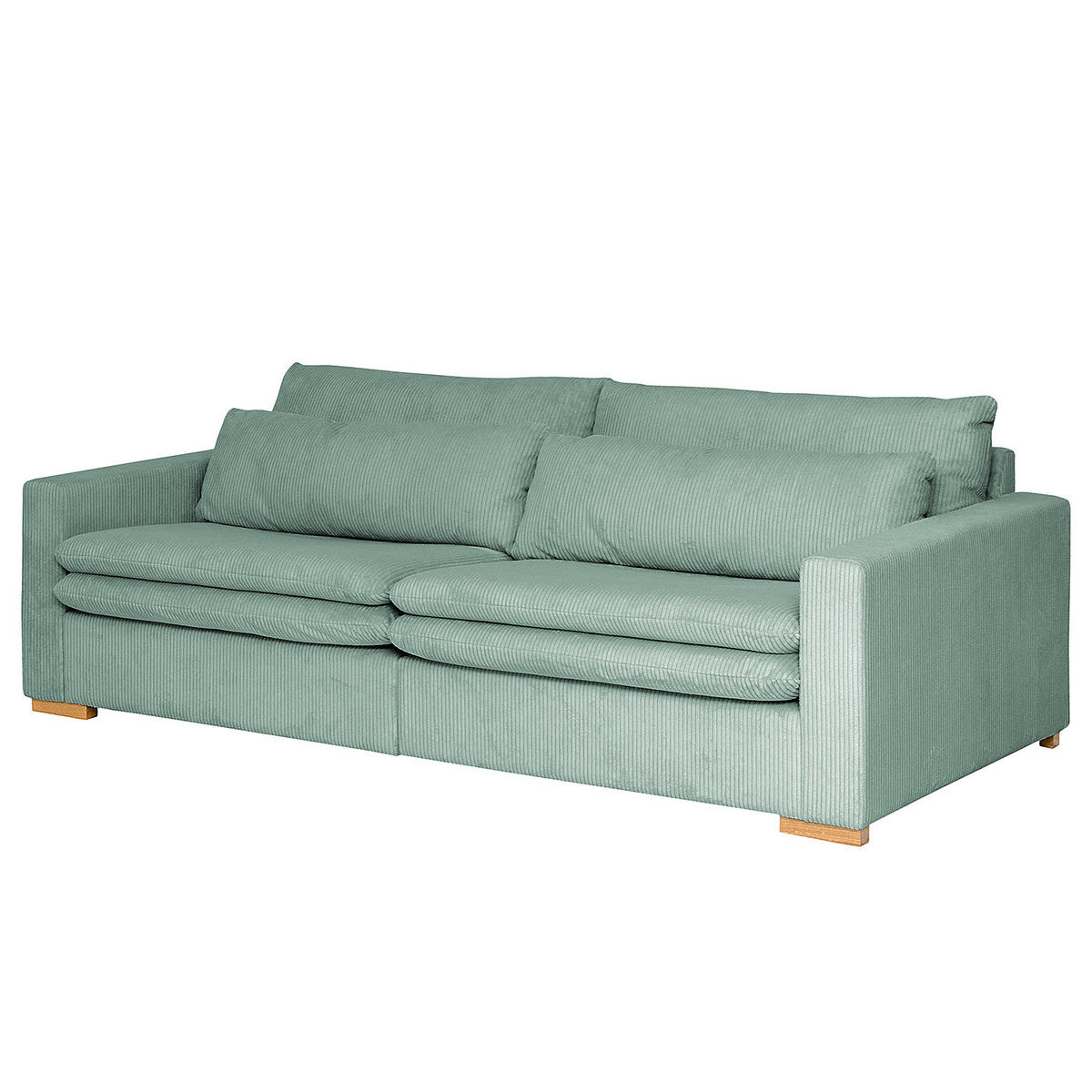 BIGSOFA - Eichefarben/Hellblau, Eichenholz/Textil (240/82/104cm) - home24