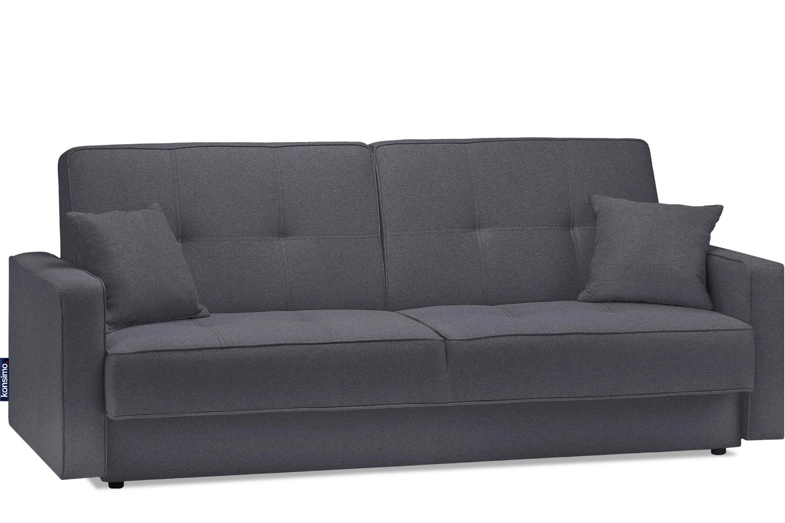 SCHLAFSOFA ORIO 3 Personen, Gewebe-Stoff, Anthrazit - Anthrazit, Textil (219/90/90cm) - KONSIMO®