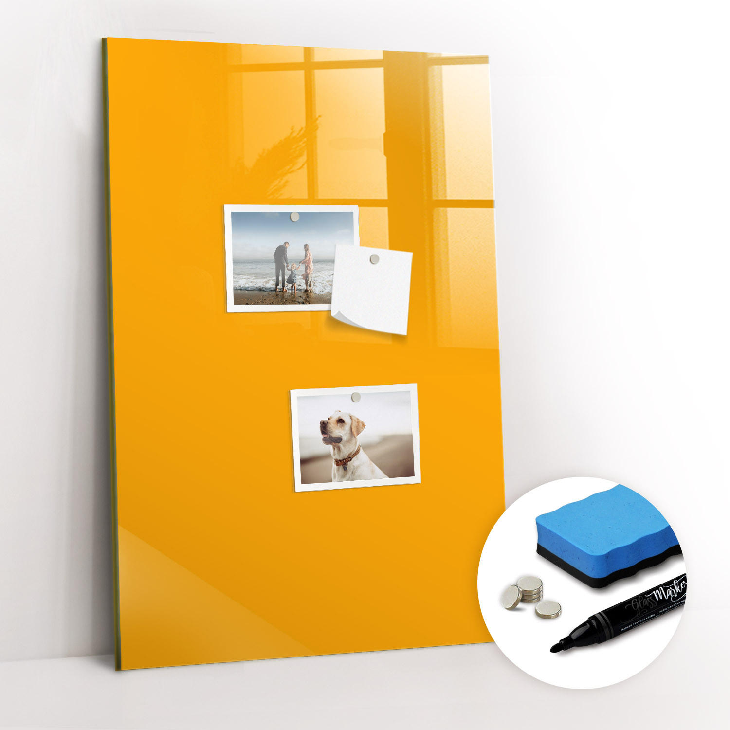 MAGNETTAFEL 40x60 Dunkelgelb schwarzer Marker - Dunkelgelb, Glas (40/0.4/60cm) - TULUP