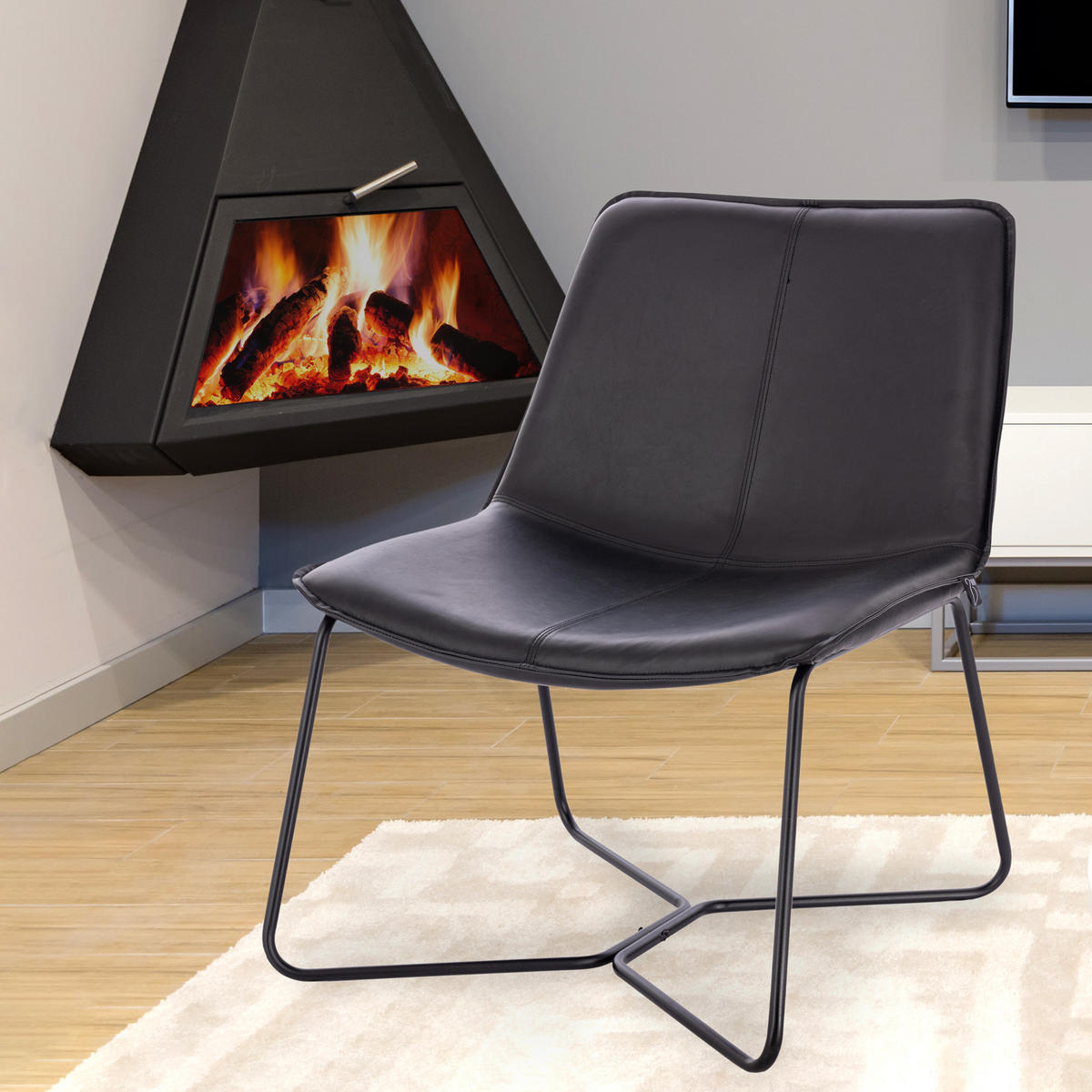 LOUNGESESSEL RON Kunstleder Braun - Schwarz, Textil/Metall (66/82/64cm) - SVITA