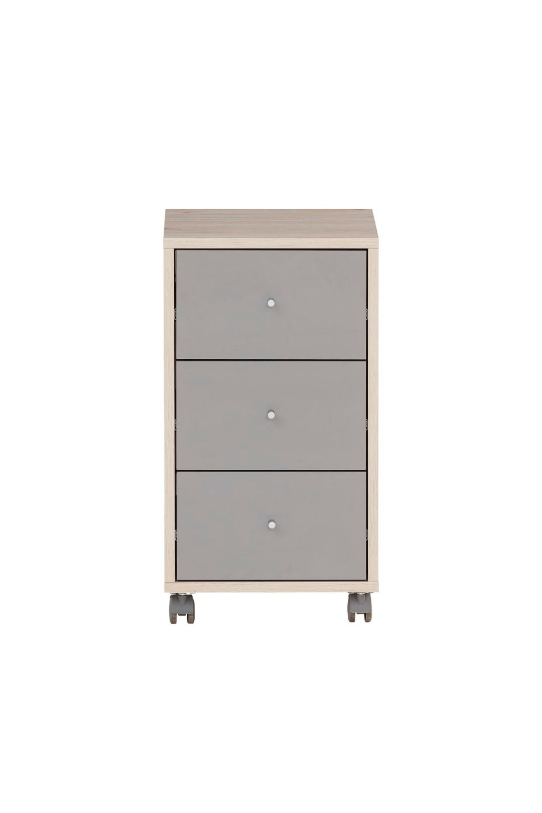 ROLLCONTAINER Pigeon 59,7x32,6x39 cm 3 Schubladen Weiß/Grau - Eichefarben, Holz (32.6/59.7/39cm) - PROREGAL