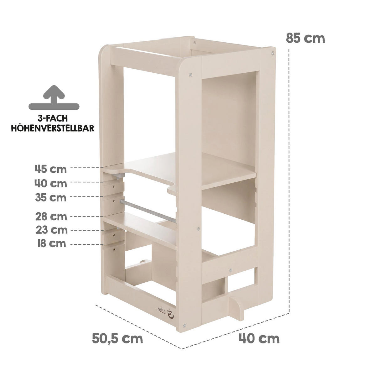 LERNTURM Step & Play 2in1 - Kaschmir, Holzwerkstoff/Metall (50.5/85/40cm) - Roba