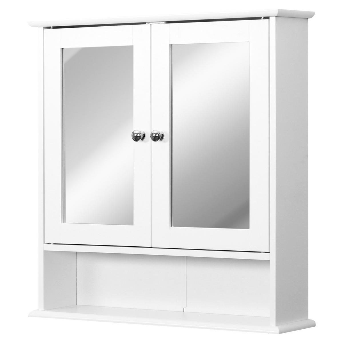 SPIEGELSCHRANK mit Türen und verstellbaren Einlegeböden, 56 x 13 x 58 cm ,Weiß - Weiß, Glas (56/58/13cm) - Vallsero