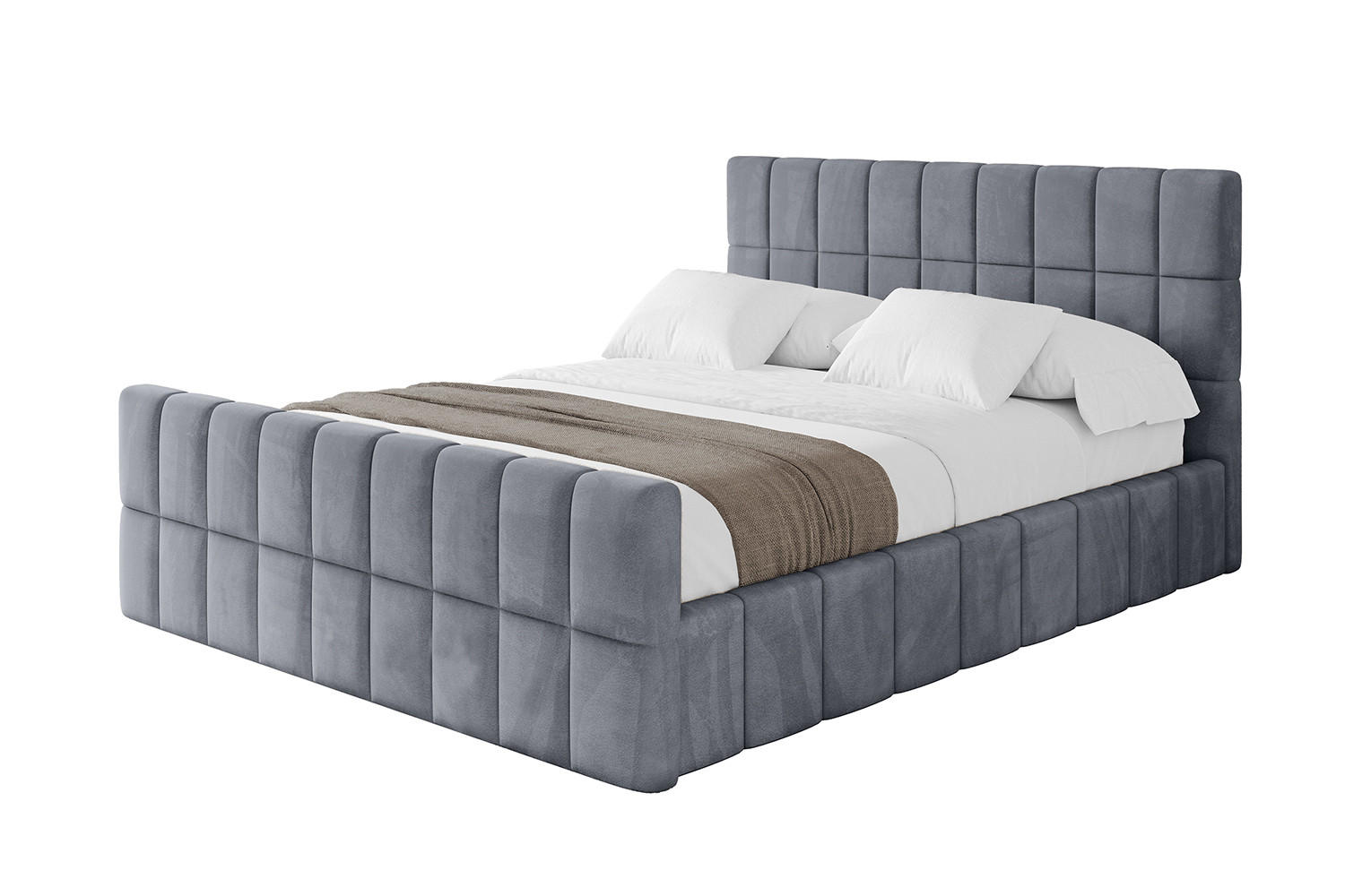 POLSTERBETT mit Bettkasten, Fußteil und Lattenrost, Boxbett mit Matratze H3/H4 - AMEA-Z 140x200 Grau - Grau, Holzwerkstoff/Textil (140/200cm) - ALTDECOR