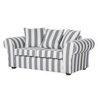 2-SITZER SOFA - Webstoff - gestreift - Dunkelbraun/Grau, Buchenholz/Textil (187/88/88cm) - home24