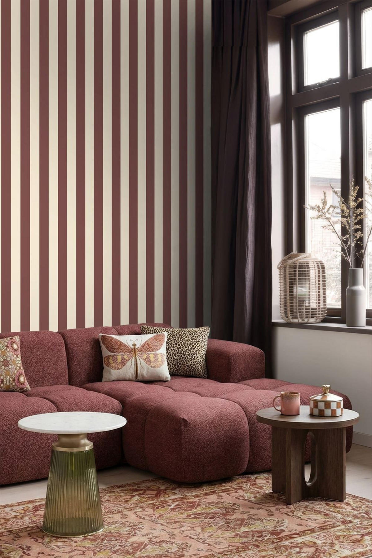TAPETE Streifenmuster 50 x 900 cm - Rot, Papier (50/900cm) - ESTAhome
