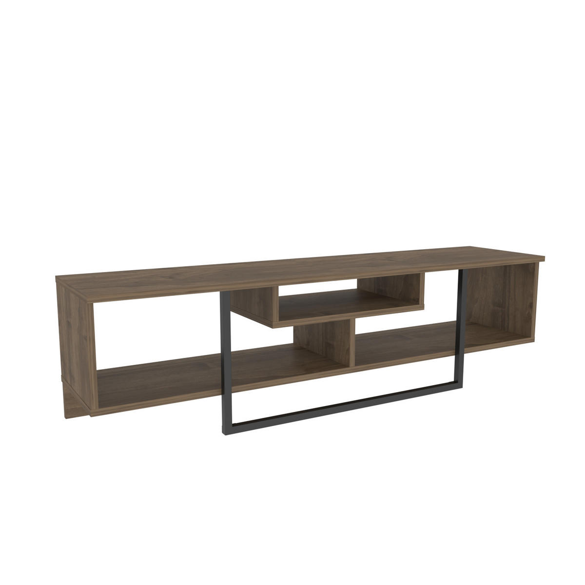 TV-ELEMENT Asal Walnuss Schwarz - Walnussfarben/Schwarz, Holzwerkstoff (149.4/40/35.2cm) - Decorotika