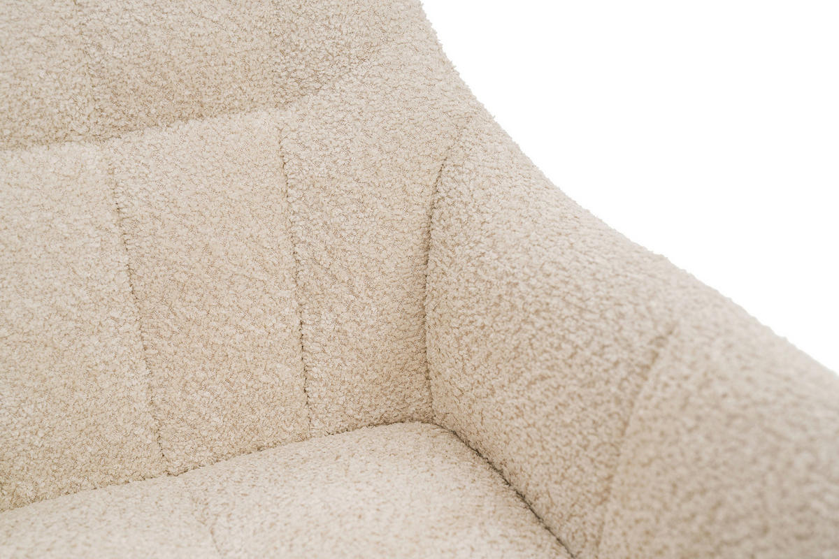 STUHL FANO drehbar gepolsterter mit Steppung - creme - Boucle - Creme/Schwarz, Textil/Metall (58/83/59cm) - NEW HOME
