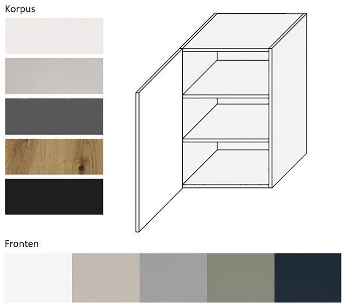HÄNGESCHRANK Salo W2/50 Weiß / Dust Grey Matt 50 / 32,5 / 72cm - Weiß/Grau, Holz/Holzwerkstoff (50/72/32.5cm) - Feldmann-Wohnen