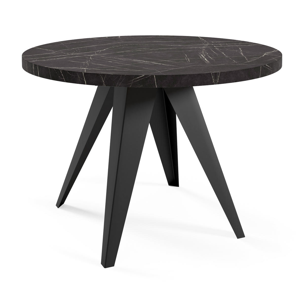 ESSTISCH Alma, Tisch mit Ausziehfunktion, 100 cm, Schwarz+Black Pietra Grigia - Schwarz, Metall (100/100/76cm) - Beautysofa