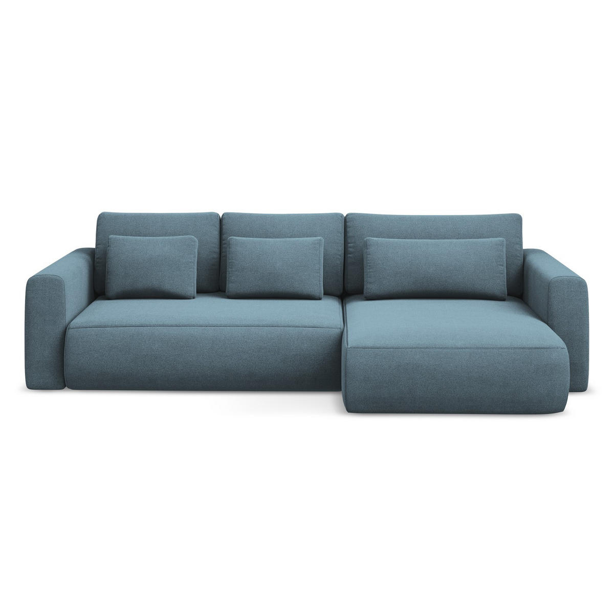 ECKSOFA mit Schlaffunktion Strukturstoff Stoff Blau - Blau/Schwarz, Kunststoff/Textil (278/149cm) - LaMiaSofa